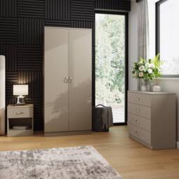 FWStyle 3 Piece Putty Bedroom Furniture Set in Beige