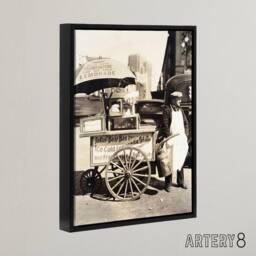 "Artery8 Lemonade & Hot Dog Stand Vintage Photo Framed Canvas Wall Art Print in Grey - Size: W12"" x H16""" - thumbnail 2