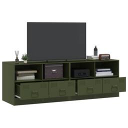 Berkfield Home TV Cabinets 2 pcs Olive Green 67x39x44 cm Steel - Size: 67 x 39 x 44 cm - thumbnail 4