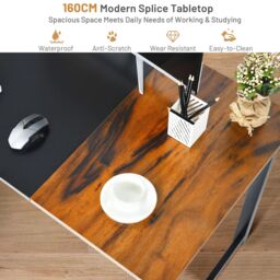 Costway Wooden Computer Desk Metal Frame Industrial Writing Workstation PC Laptop Table - thumbnail 4
