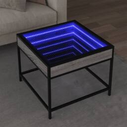 Berkfield Home Coffee Table with Infinity LED Grey Sonoma 50x50x41 cm - Size: 50 x 50 x 41 cm - thumbnail 2