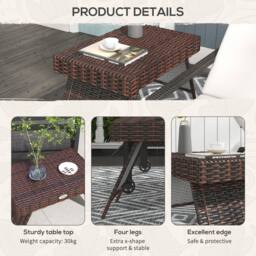 Wyld Haus Fihaso 60cm Rattan Brown Folding Outdoor Bistro Side Table - thumbnail 7