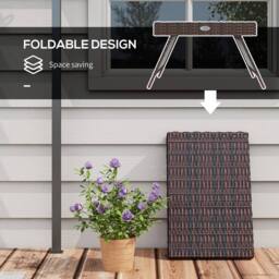 Wyld Haus Fihaso 60cm Rattan Brown Folding Outdoor Bistro Side Table - thumbnail 6
