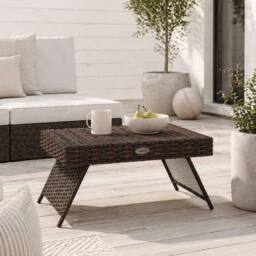 Wyld Haus Fihaso 60cm Rattan Brown Folding Outdoor Bistro Side Table - thumbnail 1
