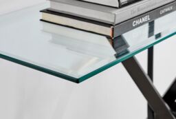 FurnitureboxUK Leonardo Rectangular Glass Console Table with Metal Angled Starburst Legs for Modern Living Room in Black - thumbnail 3