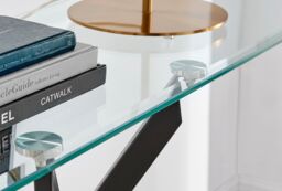 FurnitureboxUK Leonardo Rectangular Glass Console Table with Metal Angled Starburst Legs for Modern Living Room in Black - thumbnail 4