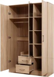 Harmin SONOMA OAK MIRRORED 3 DOOR, 2 DRAWER SOFT CLOSE WARDROBE in Light Oak - thumbnail 4