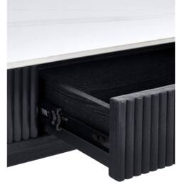 Cheshire Fluted Stone Top Coffee Table With 2 Drawers in White Marble & Black - thumbnail 6