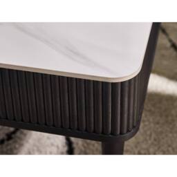 Cheshire Fluted Stone Top Coffee Table With 2 Drawers in White Marble & Black - thumbnail 4