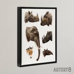 "Artery8 Animals Vintage Illustration Lydekker Black Framed Canvas Art Print in White - Size: W12"" x H16""" - thumbnail 2