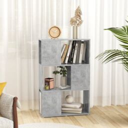 Berkfield Home Book Cabinet Room Divider Concrete Grey 60x24x94 cm Engineered Wood - Size: 60 x 24 x 94 cm - thumbnail 3