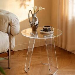 ERGOVEXA Acrylic End Table Shatterproof Bedside Accent Table Nightstand Home in Clear - thumbnail 4