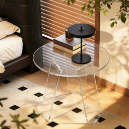 ERGOVEXA Acrylic End Table Shatterproof Bedside Accent Table Nightstand Home in Clear - thumbnail 5