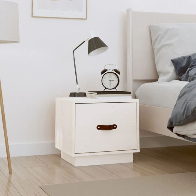 Berkfield Home Bedside Cabinet White 40x34x35 cm Solid Wood Pine - Size: 40 x 34 x 35 cm - image 1
