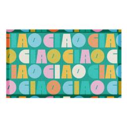Artsy Mats Elizabeth Olwen Ciao Pattern Indoor/Outdoor Doormat (90x60cm) in Teal - Size: 60 x 90 cm - thumbnail 2