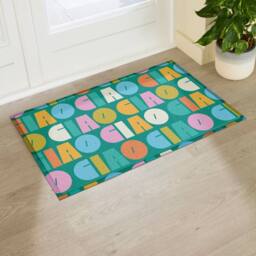 Artsy Mats Elizabeth Olwen Ciao Pattern Indoor/Outdoor Doormat (90x60cm) in Teal - Size: 60 x 90 cm - thumbnail 1