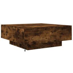 Berkfield Home Modern Coffee Table with LED Lights Smoked Oak 80x80x31 cm in Brown - Size: 80 x 80 x 31 cm - thumbnail 9