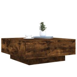 Berkfield Home Modern Coffee Table with LED Lights Smoked Oak 80x80x31 cm in Brown - Size: 80 x 80 x 31 cm - thumbnail 6
