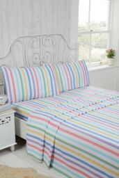 Rapport Home Candy Stripes Pure Cotton Complete Sheet Set - Size: King