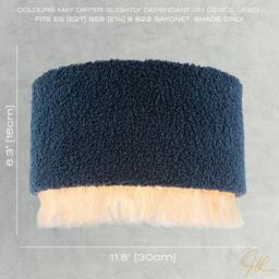 Happy Homewares Midnight Blue Wool Lamp Shade with Ivory White Hanging Fabric Tassels - Size: 12 inches - thumbnail 6