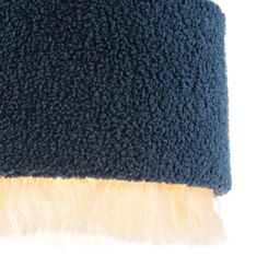 Happy Homewares Midnight Blue Wool Lamp Shade with Ivory White Hanging Fabric Tassels - Size: 12 inches - thumbnail 4