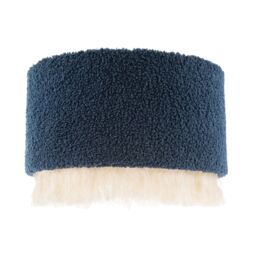 Happy Homewares Midnight Blue Wool Lamp Shade with Ivory White Hanging Fabric Tassels - Size: 12 inches