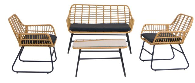 Nordlys Garden Lounge Set in Rattan & Metal in Black - image 1