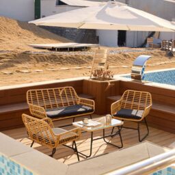 Nordlys Garden Lounge Set in Rattan & Metal in Black - thumbnail 2