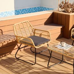 Nordlys Garden Lounge Set in Rattan & Metal in Black - thumbnail 7