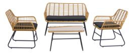 Nordlys Garden Lounge Set in Rattan & Metal in Black - thumbnail 1