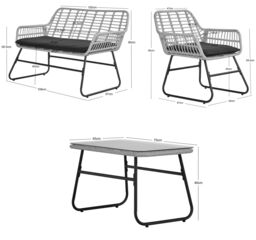 Nordlys Garden Lounge Set in Rattan & Metal in Black - thumbnail 5