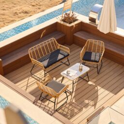 Nordlys Garden Lounge Set in Rattan & Metal in Black - thumbnail 6