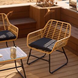 Nordlys Garden Lounge Set in Rattan & Metal in Black - thumbnail 3