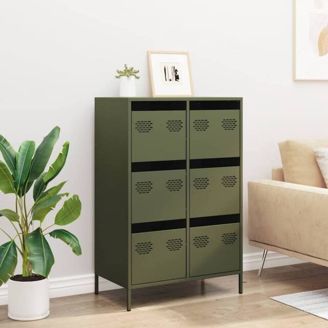 Berkfield Home Highboard Olive Green 68x39x101.5 cm Steel - image 1