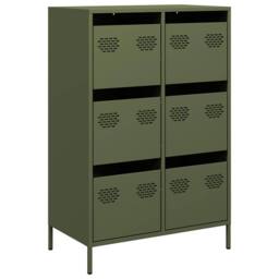 Berkfield Home Highboard Olive Green 68x39x101.5 cm Steel - thumbnail 3