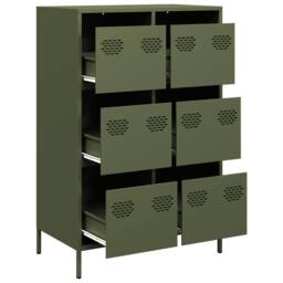 Berkfield Home Highboard Olive Green 68x39x101.5 cm Steel - thumbnail 4