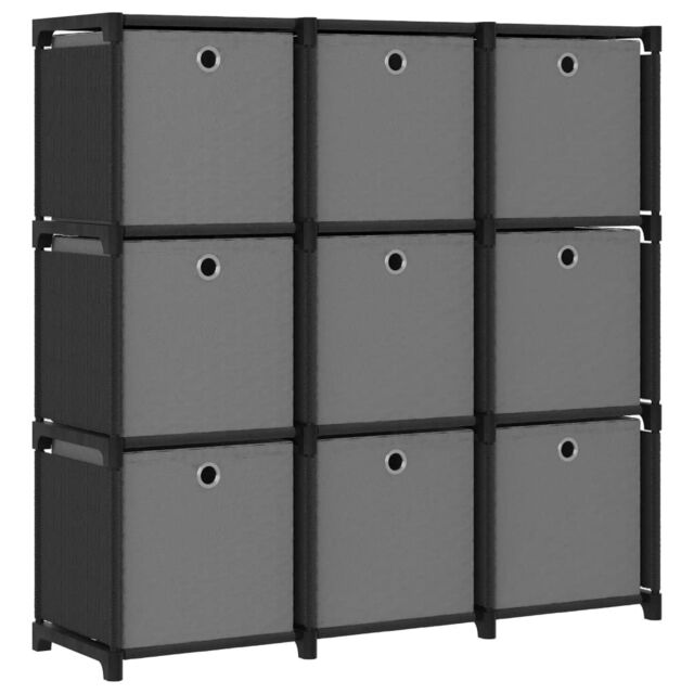 Berkfield Home 9-Cube Display Shelf with Boxes Black 103x30x107.5 cm Fabric - image 1