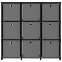 Berkfield Home 9-Cube Display Shelf with Boxes Black 103x30x107.5 cm Fabric - thumbnail 2