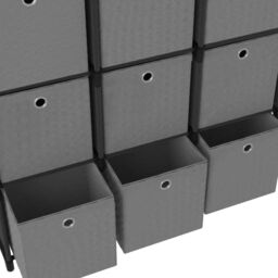Berkfield Home 9-Cube Display Shelf with Boxes Black 103x30x107.5 cm Fabric - thumbnail 6