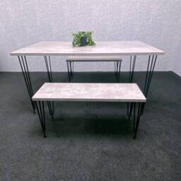 KOSY KOALA Modern Grey Dining Table with 2 Benches Dining Room Furniture in Brown - thumbnail 9