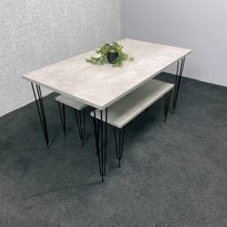 KOSY KOALA Modern Grey Dining Table with 2 Benches Dining Room Furniture in Brown - thumbnail 7