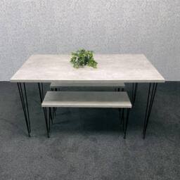 KOSY KOALA Modern Grey Dining Table with 2 Benches Dining Room Furniture in Brown - thumbnail 6