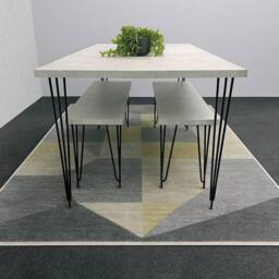 KOSY KOALA Modern Grey Dining Table with 2 Benches Dining Room Furniture in Brown - thumbnail 2