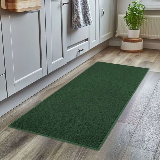 Nicoman PVC Spaghetti Coil Hallway Kitchen Entrance Area Non-Slip Runner Rug 150cm x 60cm in Green - Size: 60 cm x 150 cm - image 1