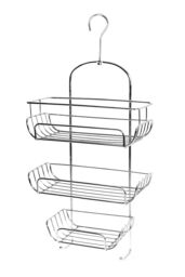 Orsina Functional Three Tier Chrome Shower Caddy, Space-Saving Organizer For Towels, 3-Tier Hanging Shower Rack in Silver - thumbnail 3
