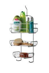 Orsina Functional Three Tier Chrome Shower Caddy, Space-Saving Organizer For Towels, 3-Tier Hanging Shower Rack in Silver - thumbnail 2
