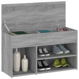 Berkfield Home Shoe Bench Grey Sonoma 80x30x45 cm Engineered Wood - Size: 80 x 30 x 45 cm - thumbnail 3