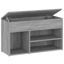 Berkfield Home Shoe Bench Grey Sonoma 80x30x45 cm Engineered Wood - Size: 80 x 30 x 45 cm