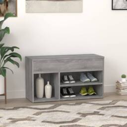 Berkfield Home Shoe Bench Grey Sonoma 80x30x45 cm Engineered Wood - Size: 80 x 30 x 45 cm - thumbnail 4