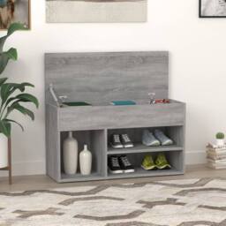 Berkfield Home Shoe Bench Grey Sonoma 80x30x45 cm Engineered Wood - Size: 80 x 30 x 45 cm - thumbnail 2